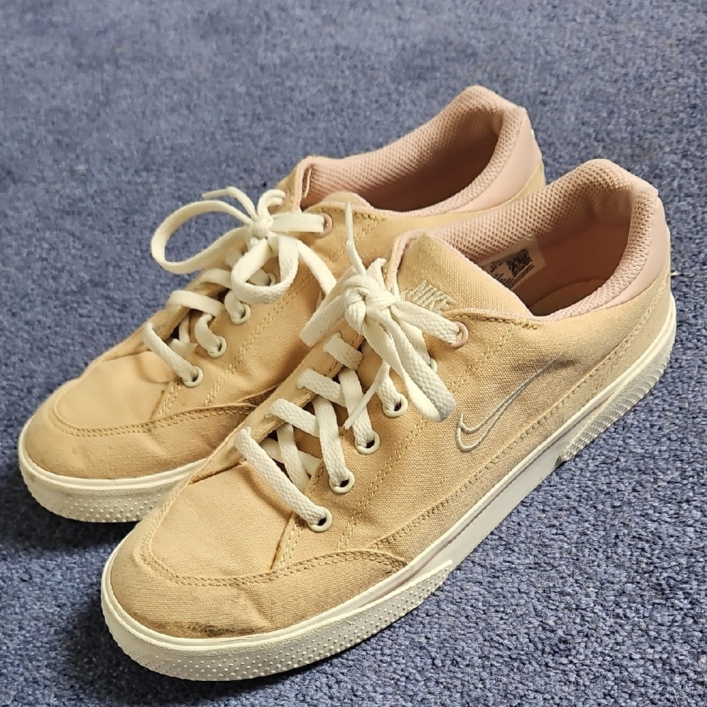 Nike Pink-Beige Canvas Low-Top Sneakers